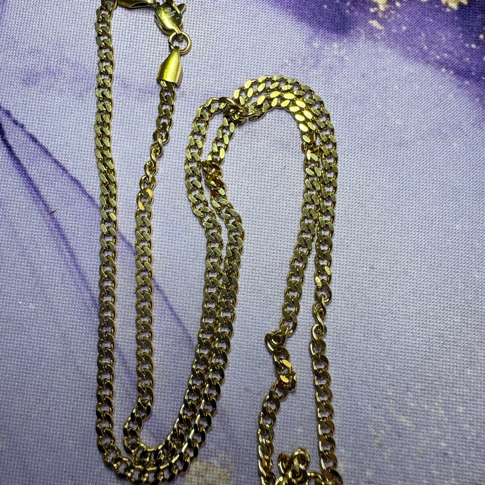 Stainless Steel Gold Toned Men’s Cuban Link Chain Necklace